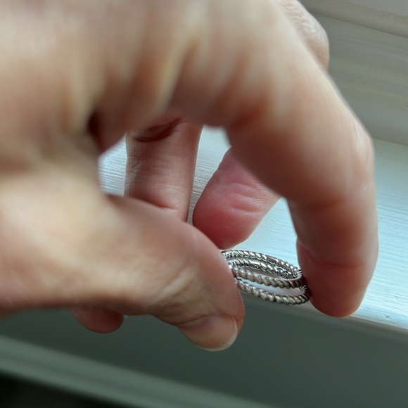 Sterling silver rope stacking bands - Picture 6 of 7